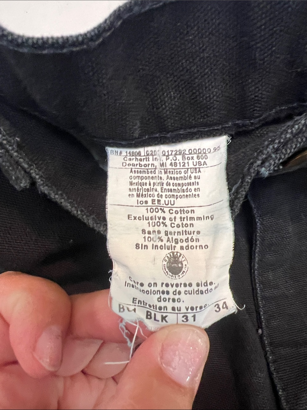 VINTAGE Y2K CARHARTT USA UNION MADE DOUBLE KNEE WORK PANTS BLACK SIZE 31x34 - Picture 6 of 12